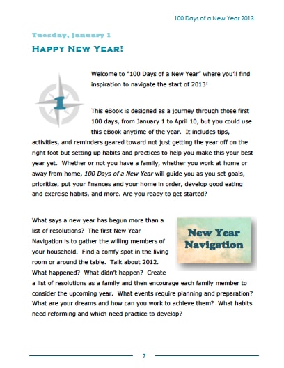 100 Days of a New Year 2013 eBook 100 Days of a New Year 2013 eBook