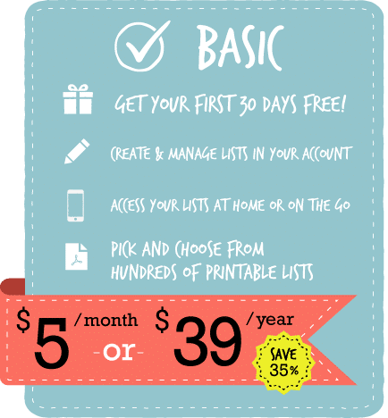 Basic Membership Level | ListPlanIt.com